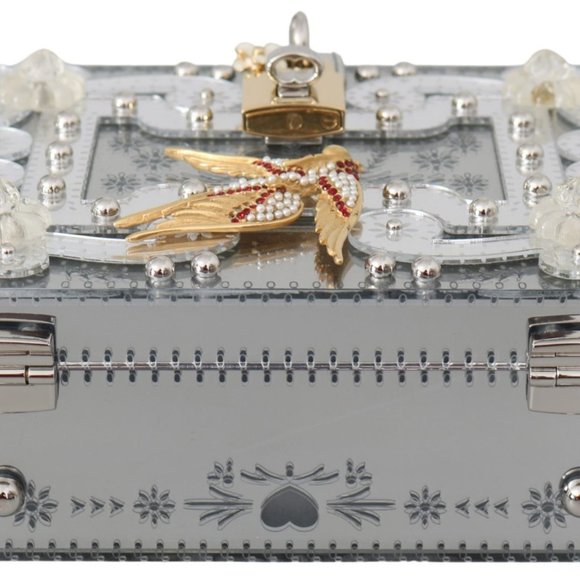 Dolce & Gabbana- Silver Floral Padlock Bag - Picture 3 of 6
